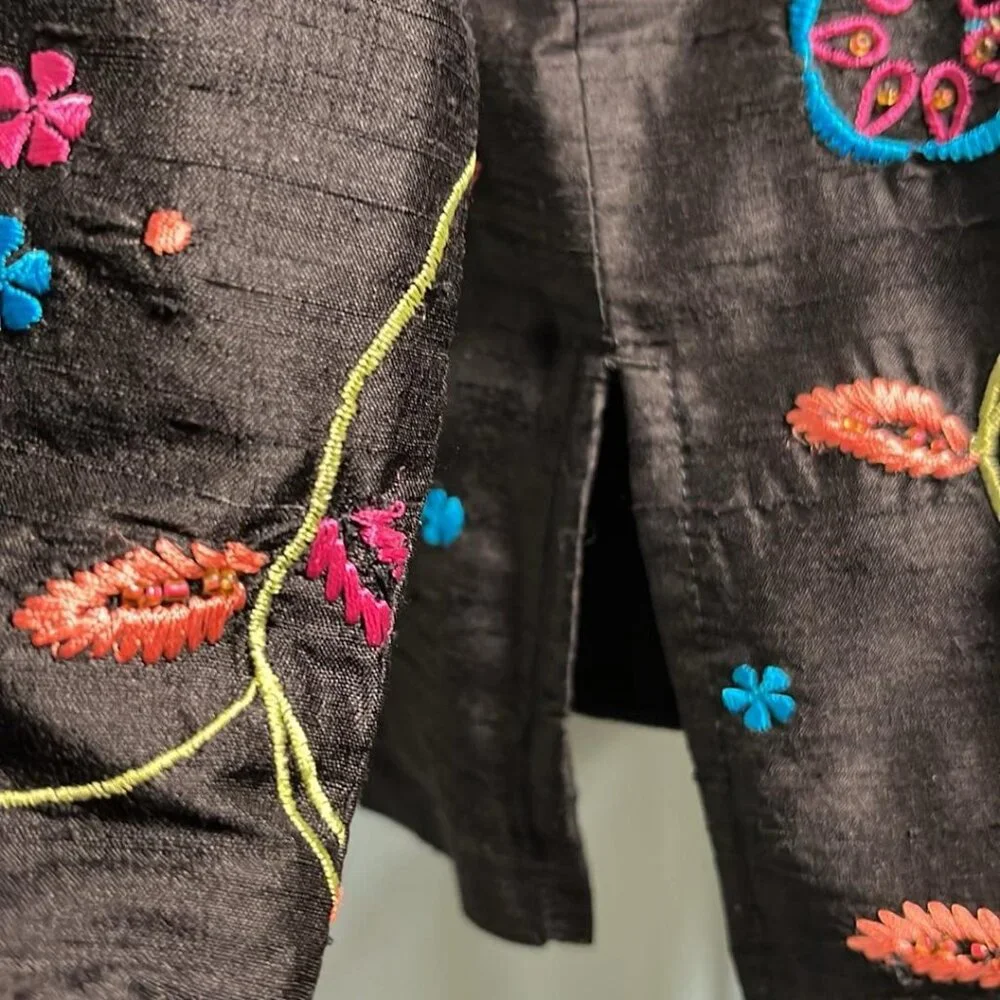 Vintage Laura Ashley PM Jacket Embroidered  100%‎ Silk CottageCore CoquetteGirl - Picture 5 of 9